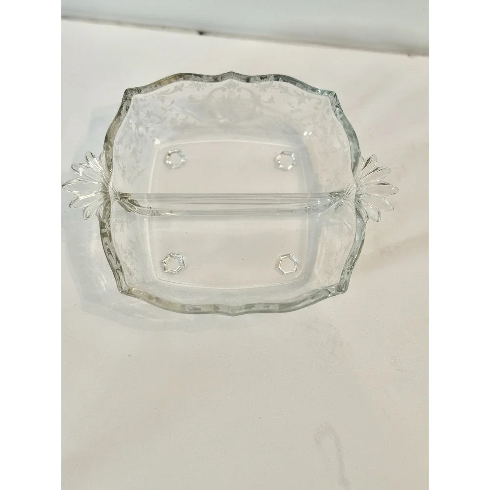 Fostoria Navarre Clear Baroque 2 Part Handled‎ Relish 7.75